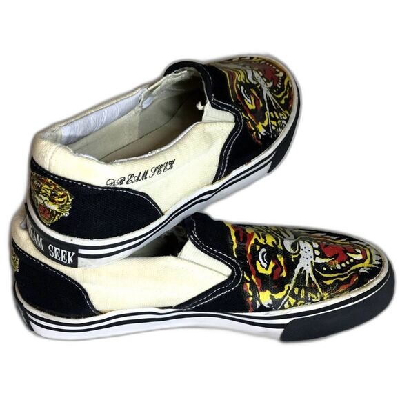 Dream Seek Sneakers Unisex Sz 5.5 Painted Tiger Canvas Slip On Preowned - Picture 7 of 11